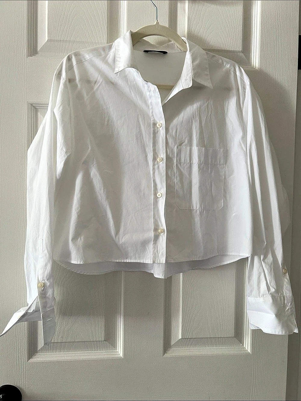Zara White Cropped Cotton Button Down Like New